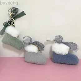 Key Rings Christmas Boots Keychain Cute Bow Bag Pendant Cartoon Plush Car Key Chain Ring Gift Accessories Christmas Gift zln231129