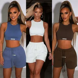 2023 Summer Women Yoga TrackSuits Designer Slim Rleevelaless Kamizelki pępka