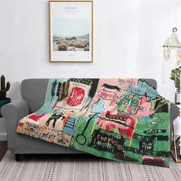 Blankets Basquiat Famous Graffiti Blanket Flannel All Season Multi-function Soft Throw For Bedding Couch Quilt307p