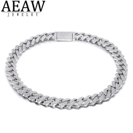 AEAW 18 polegadas 925 Sterling Silver Setting Iced Out Moissanite Diamante Hip Hop Cuban Link Chain Miami Colar Jóias para Homens X050325C