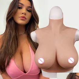Sile Breastplate High Collar Realistic Fake Boobs B-G Cup False Breast Forms For Crossdresser Drag Queen Cosplay Drop Delivery Dhvoc