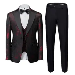 Erkekler Suits Blazers Erkekler İş Ziyareti Jacquard Suit 3priahi Beyler Mahkeme Giyim Erkekler Düğün Partisi Damat Elbise Erkek Blazers Pantolon Vest 231128