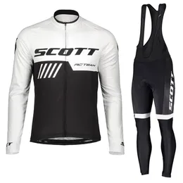 Scott Team Cycling Jersey BIB Pants Suit Men Long Sleeve MTB Rower Outfits Rower Rower Odzież Wysokiej jakości sportowa odzież sportowa Y21909