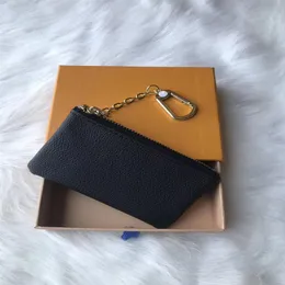 تصميم عالي الجودة مفتاح محمول p0uch Black Flowers Wallet Classic Man Women Coin Base Bag Bag مع أكياس الغبار ومربع الهدايا 229A