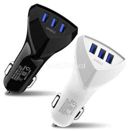 Universal 5V 2.4A 3Usb Ports Car Charger Power Adapter Chargers For Ipad Iphone 14 15 12 13 Samsung S23 S24 Lg M1 gps