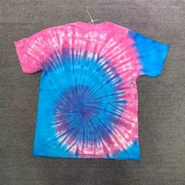 Herren T-Shirts 22ss TOP Übergroßes Tie Dye Pink T-Shirt Herren Damen Qualität Schädeldruck Kurzarm Shirt Tops T-Shirt