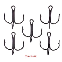 100pcs lot 9 Sizes 10#-3 0# 35647 Black Triple Anchor Hook High Carbon Steel Barbed Carp Fishing Hooks Fishhooks Pesca Tackle BL 4209l