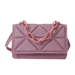 Evening Bags 2023 Fashion Leather Bag Simple Chain Handbag Shoulder Crossbody Small Square Luxury Designer Bolsa Feminina