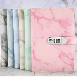 Anteckningar Creative Password Notebook Marble Pattern Student Diary With Lock Notebooks Stationery Thicked Hand Account Notepad 231128