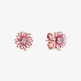 Recién llegado, pendientes auténticos de Plata de Ley 925 con forma de Margarita rosa y flor, pendientes de moda, accesorios de joyería para mujer Gift228w