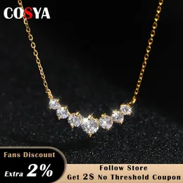 チョーカーCosya 1728ct d女性のためのカラーネックレス925スターリングシルバーメッキ18Kホワイトゴールドペンダントネックレスファインジュエリー231129