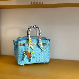 H Designer Bolsas de ombro loja online elegante e atmosférica Himalaia branco crocodilo padrão bolsa céu azul cowhid com logotipo real SQGV