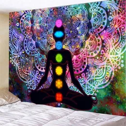 Arazzi Sfondo spirituale Divisorio Appeso Coperta Regalo Sette Chakra Mandala Stampato Arazzo da parete Decorazioni per la casa Meditazione Yoga218p