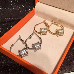 Sparkling zirconia diamond circular small hoop earrings fashion luxury designer clip on earrings for woman girls S925 post253B
