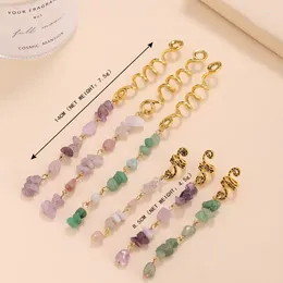 Hair Clips 6PCS/lot Natural Crystal Accessories For Women Colorful Chip Stone Pendant Hairpin Spiral Dirty Braid Headwear