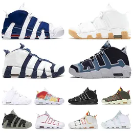 Basketball Shoes Men Woman More Uptempos 96 Air Total Max Pippen White Varsity Red Green Multi-Color Black Bulls University Blue UNC Women Trainers Sneakers With Box