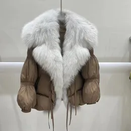 Kadınlar Aşağı Parkas Big Real Fox Fur Kısa Kirpi Palto Kadın Kar Dış Giyim Kış Kalın% 90 Ördek Kadın Ceket Lüks 231129