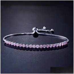 Jewelry New Brand Simple Fashion Jewelry 18K White Gold Filled Mti Gemstones Cz Diamond Pling Adjustable Lucky Bracelet For Drop Deliv Dhvuc