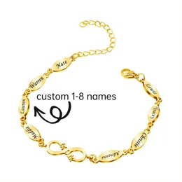 Charm Bracelets Personalized Engraved Name Bracelets for Women Stainless Steel Custom Infinity Mom Bracelet for Mother's Day Gift 231128