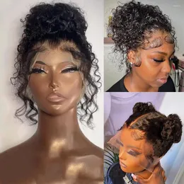 40 polegadas Curly 13x4 Lace Front Human Hair Wigs para mulheres Brasileiras Deep Deep Wave 360 ​​peruca frontal pré -arrancada