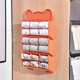 Organisation Multi -Grid -Garderobe Hängende Socken Rack Selbstkleber Unterwäsche -Aufbewahrungsregal für Höschen Socken Plastik Haushaltsschrank Organizer