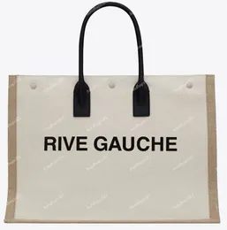 Skórzana torba na torbę kobiety Rive Gauche torebka torby na ramię torby na zakupy torebki wytłaczane litery ramiona torby