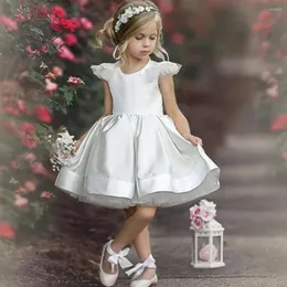 Girl Dresses First Communion Sleeveless Decals Lace White Angel Princess Flower Dress Weedding Party Ball Dream Kids Gift