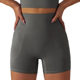 Pantaloncini attivi X-HERR 3 "Pantaloncini da yoga sostenibili con tasca per telefono per le donne Estate a vita alta Allenamento Biker Booty Lift Collant da corsa