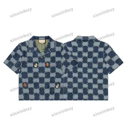 Xinxinbuy Men Designer Tee T Shirt 23ss Podwójna litera Jacquard Jacquard Tabilka Zwierzę