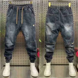 Heren Jeans lti-pocket Cargo Jeans Verontruste Vintage Potlood Broek Mode Streetwear Luxe Merk Mannen Kleding L231129