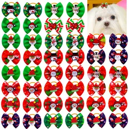 Accessories 100pcs Christmas Dog Bows Diamond Pet Hair Bows Xmas Pet Dog Hair Accessories Small Dog Hair Bows Rubber Pet Grooming Products