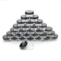 5G/5ML Mini Plastic Round Clear Cosmetic Jars With Screw Cap Lids 017Oz Makeup Sample Containers for Powder , Cream, Lotion, Lip Balm/ Sjut
