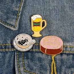 Unisex Butter Beer Shaped Brooch Birthday Cake Clothes Corsage Badges Lapel Pins For Cowboy Backpack Hat Sweater Clothing Accessor2526