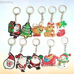 Key Rings 10pcs Christmas Theme Keyring PVC Keychain Creative Pendant Decorations for Car Key Purse Bag Gift (Random Pattern) zln231129