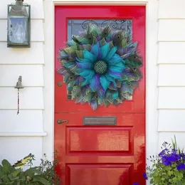 Ghirlande di fiori decorativi Simulazione Ghirlanda di pavone Base Fiore Fattoria Ghirlanda Porta d'ingresso Appeso a parete per la casa di nozze Deco311l