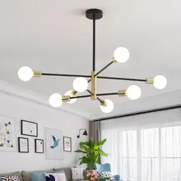 Chandeliers Modern Nordic Sputnik Black LED 램프 홈 조명 실내 고정구 펜던트 천장 포함되지 않은 전구 2023