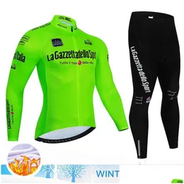 Cycling Jersey Sets Tour Of Italy Winter Thermal Fleece Set Mens Suit Ciclismo Pro Bicycle Clothing Mtb Bike Kit Z230130 Drop Delivery Dhubs