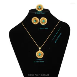 Набор серег-ожерелья, традиционные эфиопские 4 шт., свадебные украшения золотого цвета для женщин
