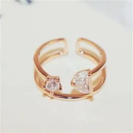 Klasyczny otwarty pierścionek Pierścień Mody Cyrkon Pierścienie Pierścionki Rose Gold Splated Vintage Palec na przyjęcie weselne Kobiety Jewelry255s
