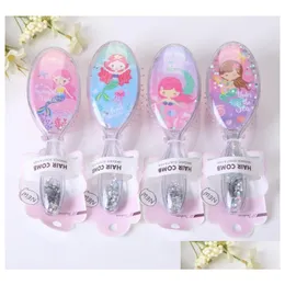 Grooming Sets Girls Kids Hair Brush Comb Baby Set Soft Air Cushion Mas Combs Cartoon Pattern Glitter Hairbrush Drop Delivery Maternity Ottgz