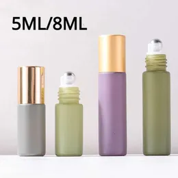 5ML 10ML Morandi Vetro Roll on Bottiglia di Oli Essenziali Roller Ball Fiale per Profumo Aromaterapia Ricaricabile Viaggio Vuoto