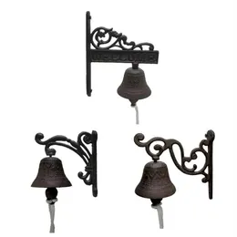 Oggetti decorativi Figurine Design vintage Campanello da giardino Campanello da muro in ghisa Battente per porta Rustico Benvenuto Portico d'ingresso275h