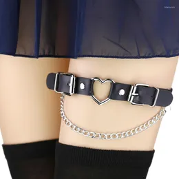 Tornozeleiras sexy punk goth na moda coração liga de couro elástico cravado perna arnês rave corpo jóias suspender tornozelo pulseiras para mulher