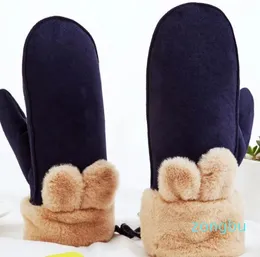 Partihandel-vinter varmt mitten damer kashmirhandskar grossist tjock koreanska söta hängande nackhandskar utomhus äldds handschoenen mode
