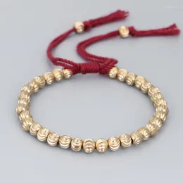 Set di braccialetti di perline di rame tibetano fatti a mano con filo di perline buddista intrecciato fortunato catena di corda regolabile in metallo per donna uomo coppia gioielli