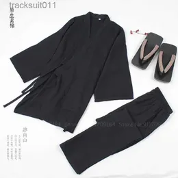 Erkekler Cüppeler Erkek Kadın Japon Tarzı Kimono Pijama Set Yukata hırka bornoz üst pantolon çiftler pijama kapalı ev bornozları banyo takım elbise l231130