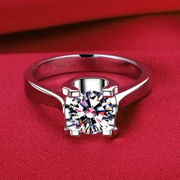 웨딩 반지 원래 18K 화이트 골드 여성 솔리테어 2.0ct 자연 지르코니아 다이아몬드 반지 밴드 약혼 신부 보석류