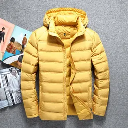 Parka blanca de marca elegante e informal a la moda para hombre, chaqueta de invierno de talla grande 4XL, sombrero para hombre, abrigo ligero cálido a prueba de viento