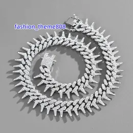 Fashion Hip Hop Jewelry 20mm Spiked Cuban Chain Barb Wire Zinc Alloy Link Diamond Cuban Link Chain Necklace