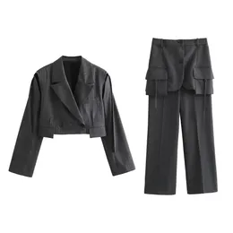 Kadınlar İki Parçalı Pantolon Unizera Sonbahar/Kış Ürünü Kadın Moda Çizelgesi Dekorasyon Birleştirilmiş Kollu Takım Pantolon Dış Etek Seti 231129